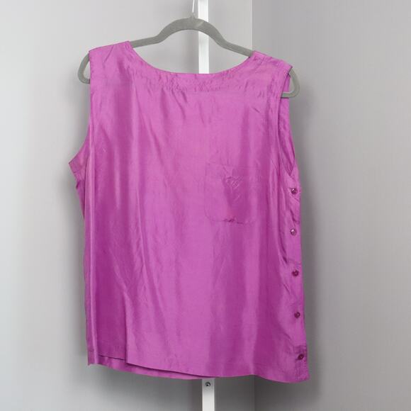Vintage Diane Gilman side button silk sleeveless top size L - Picture 1 of 6